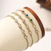 Aogou Verão Novo Simples Versátil Galvanoplastia Zircônia Incrustada Coração Pulseira de Aço Inoxidável Joia de Mão de Nicho Feminina