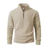 Sudadera Casual para Hombre de Calle al Aire Libre de Venta Caliente en Comercio Exterior Transfronterizo, Sudadera Pullover para Hombre de Color Sólido Simple con Cremallera y Cuello Alto