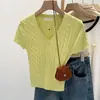Top de punto estilo coreano, súper elegante, con cuello en V, corte ajustado, manga corta para mujer, nueva colección 2026, con un diseño único y exquisito