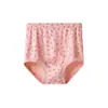 Algodón Tejido de Primavera Cintura Alta Triángulo Antibacterial en la Entrepierna Ropa Interior para Mujer Pierna con Hilo No Se Enrolla Pantalones Cortos para Madre de Mediana Edad y Anciana
