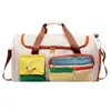 Bolso de Mano Versátil Estilo Ropa de Trabajo con Bloques de Múltiples Colores y Correa Gruesa Ajustable, Adecuado para Estudiantes, Hombres y Mujeres, para Viajes Cortos y Viajes