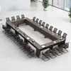 Mesa de Conferência Minimalista Dupla Longa Moderna para Treinamento e Palestras, Mesa para Reunião de Equipe, Conjunto Modular de Mesa e Cadeira para Sala de Aula