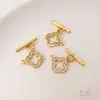 Ouro 14K Preenchido Ouro Claro Zircônia Micro-Pavimentada Fivela Ot Pulseira Trevo de Quatro Folhas Acabamento Colar de Pérolas Fivela de Conexão Acessórios DIY