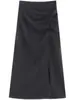 Falda midi dividida para mujer Diseño Primavera 2024 Cintura alta adelgazante falda de un solo paso moda estilo coreano falda de cadera