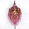 Bufanda de Estilo Étnico Nuevo con Borlas y Flores Estampadas Primavera Otoño Invierno Viaje Mujeres Bufanda Cuadrada Bordada Chal para Habitación con Aire Acondicionado
