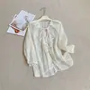 Conjunto de Color Albaricoque Estilo Suave, Blusa Bordada para Charlas Relajadas, Nueva Blusa de Verano con Protección Solar, Top Elegante Estilo Francés