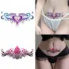 Pegatina de tatuaje tótem sexy para cintura y abdomen, corazón degradado, loto y patrón de hierba, pegatina impermeable para la parte baja del abdomen