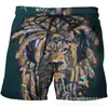 Pantalones de Playa Estilo Primavera 2024 León Lobo 3D Amazon Moda Verano Casual Rectos Estampados Pantalones Cortos para Hombre