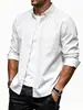 Exclusivo para comercio exterior transfronterizo: Camisa de manga larga de alta gama para hombre de otoño, chaqueta camisa casual holgada de color liso para hombre