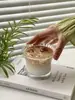 Taza de Café Latte Estilo Ins Hogareña Transparente de Alto Valor Taza Americana Helada Taza Blanca Sucia Australiana Taza de Vidrio con Flores