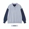 Suéter de punto con bloques de color 2026, jersey de manga larga de corte holgado, top casual de lyocell estilo coreano para primavera y otoño
