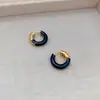 Nuevos Pendientes de Aro Esmaltados de Moda Estilo Francés, Chapados en Cobre con Oro Real, Diseño Simple de Goteo de Aceite en Color Contrastante, Cierres de Oreja Únicos y Versátiles