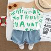 Ropa Infantil Transfronteriza Verano Nuevo Traje para Bebé Niño Infantil Dibujos Animados Casual Manga Corta Traje de Dos Piezas Trendy