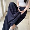 Verano 2026 Nuevo Estilo Estilo Perezoso Delgados de Cintura Alta Sueltos con Caída Pantalones Largos Casuales con Cinta de Encaje de Pierna Ancha para Mujer