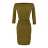 Elegante y maduro vestido de hombros descubiertos para mujer, primavera/verano, temperamento de socialité, manga larga, hombros descubiertos, adelgazante, mini vestido ajustado al cuerpo