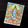 Pintura thangka dourada pintada à mão cinco ye Huang Cai mãe verde grande céu preto benmingfo thangka pintura núcleo tela especial