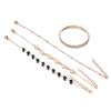Joias transfronteiriças Nova moda europeia e americana Liga metálica multicamadas Inserido com diamantes Pequeno e fresco Tornozeleira pulseira tornozeleira conjunto de 4 peças femininas