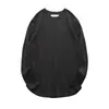 Camiseta de Manga Larga Waffle Americano 2025 para Hombre Primavera y Otoño Holgada Cuello Redondo Transpirable Color Sólido Camiseta Básica Sudadera Ropa para Hombre