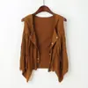 Chal Nuevo Estilo Primavera y Verano Europeo y Americano, Estilo Retro, Estilo Corto, Flecos, Casual y Cómodo, Diseño de Botones, Versátil para Mujeres