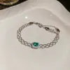 ¡Cuerda Azul y Cuentas de Jade! Pulsera de Borla Tejida con Cuerda de Cristal de Zircón de Colores, Lujo Ligero y Sensación de Alta Gama, Accesorio de Mano Versátil Vintage