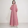 Vestido plisado Miyake holgado talla grande para mujer con mangas de pétalos tridimensionales, adelgazante y favorecedor de la figura, vestido largo de cuello semi-alto
