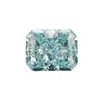 Anillo de Zirconia Cortada Flor de Hielo Biselada Rectangular Azul Lago Superficie del Anillo Zirconia de Precisión Colorida Accesorios de Joyería Artificial