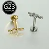 Joia de Piercing Labial de Titânio F136 Mais Vendida no Exterior com Studs de Osso e Studs de Nariz com Zircônia de Fundo Plano, Atacado do Fabricante