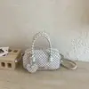 Bolso Boston Transfronterizo de Lujo Ligero, Fresco y Dulce, Bolso Cruzado Diario de Estilo Coreano, Color Bloqueado, Bolso de Hombro con Lunares para el Trabajo