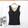 Chaleco Térmico De Rong para Mujer Sin Costuras Auto-calentable Chaleco Base Cálido Otoño e Invierno Forrado de Felpa Camiseta Base Cálida Ropa Interior Mujer