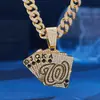 Colgante de Carta de Póker Popular Hip-Hop Transfronterizo Full Diamond Colgante de Cadena Cubana de Aleación Creativa Personalizada con Pedrería
