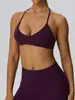 Sujetador de Yoga Europeo y Americano Halter Cuello en V Espalda Bonita Ropa Interior de Fitness Sujetador Tacto Nude Doble Mate Sexy Camiseta sin Mangas Deportiva 62767