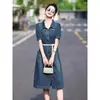 Vestido Jeans Feminino Elegante Estilo Ocidental Emagrecedor Slim-fit Elegante Verão 2024 Comprimento Médio Para Pessoas Magras Redutor de Idade