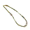 Colar de Pérolas Artístico Novo Colar Chinês Feminino Versátil Corrente de Lã de Alto Padrão Retro Corrente para Clavícula Verde Branco