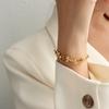 Collar para clavícula con textura hecha a mano y cierre de herradura en U estilo Palacio Griego, pulsera de acero de titanio con baño de oro de 18k, estilo Ins P998-E226
