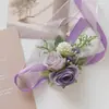 Yiyago 472 Suministros de Boda Banquete Invitados Flores Artificiales Ramillete Novio Novia Flores de Mano Morado