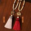 Estilo étnico artístico de moda nacional de alta gama borla roja jade con cuentas colgante para coche seguro auspicioso decoración colgante para coche