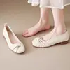 Zapatos Mary Jane Beige con Lazo para Mujer, Nuevo Estilo Otoño 2026, Zapatos de Cuero Slip-On de Suela Blanda, Modernos