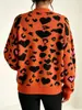Cardigan holgado para mujer de comercio exterior europeo y americano 2026 otoño e invierno nuevo abrigo talla grande moda estampado de leopardo suéter de punto para mujer