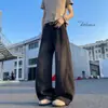 Jeans vintage lavados en azul con dobladillo curvo para hombre, estilo fino de verano, pantalones anchos de alta calle americana, marca de moda, pantalones geniales y de corte holgado
