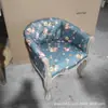 Sillón de Ocio Silla Nórdica Madera Maciza Dormitorio Silla para Computadora Retro Americano Desgastado Silla de Café Tela Silla Individual