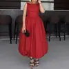 Verão 2026 Novo Cruzamento Europeu e Americano Comércio Exterior Vestido Feminino Fashionable Casual Cinto na Cintura Cor Sólida Patchwork Vestido