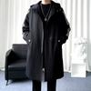 Abrigo con capucha de color sólido nuevo de primavera otoño invierno 2025 para hombre, abrigo de algodón de longitud media y grueso, talla grande, abrigo casual