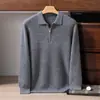 Suéter 100% caxemira pura para homens, camisa com gola polo, novo suéter de malha grossa casual business solto para outono e inverno