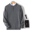 Estilo Novo Outono e Inverno 100% Lã Pura Suéter Masculino Gola Polo Casual de Negócios Gola Lapela Pulôver Tricotado Camisa Básica