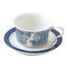 [Azul Salvaje y Blanco] Marea Nacional Original Pintado a Mano Viento Mate Cerámica Taza de Café y Platillo Azul y Blanco Delicada Taza de Té de la Tarde