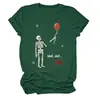 Camiseta feminina independente da Amazon, da moda, única e divertida, com caveira "well shit", balão, rosa, gola redonda e manga curta