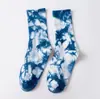 Meias Masculinas de Marca Tendência, Gradiente Tie-Dye, Meias de Cano Médio, Versáteis Personalizadas para Casais, Algodão Puro, Meias Longas de Primavera e Verão para Mulheres