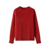 Luxo discreto, macio e suave, 30% cashmere, camada base sem costura em tricô de trança retrô, cor sólida, suéter de lã com gola redonda