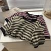 Camiseta básica de rayas jacquard Design Sense para mujer, primavera 2023, nueva, holgada, informal, de manga corta, interior, moderna