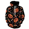 Sudadera con Capucha para Festival de Halloween Transfronterizo Europeo y Americano, Cabeza de Calabaza de Terror, Impresión Digital 3D, Sudadera Casual con Capucha, Suéter de Manga Larga